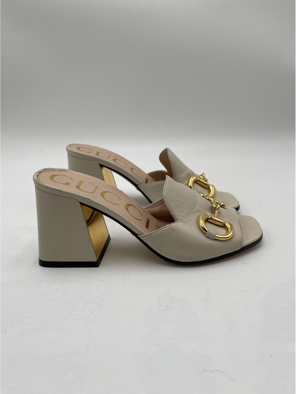 Women’s GUCCI  75mm Baby Leather Mules W/ Horsebit Size 35